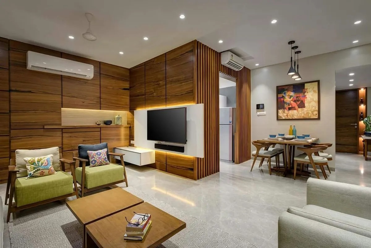 Wooden Wall Panel Interior Chennai Homes image 1