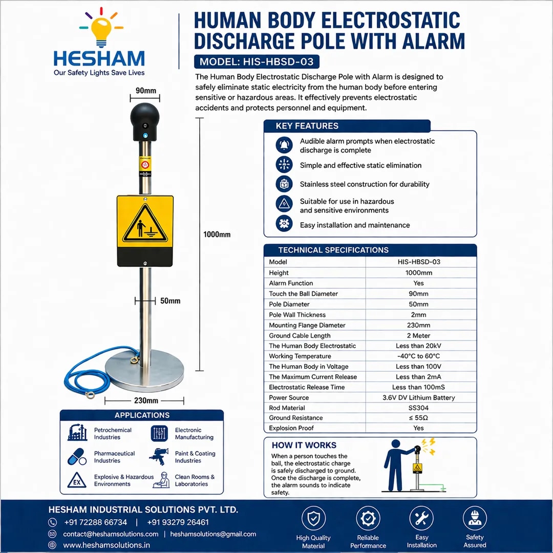 Human body electrostatic discharge pole with(HIS-HBSD-03) alarm ( image 1