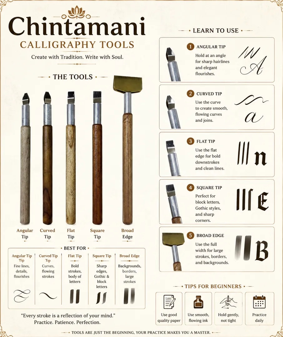 Chintamani Calligraphy Tool Pen Set Of 5 image 1