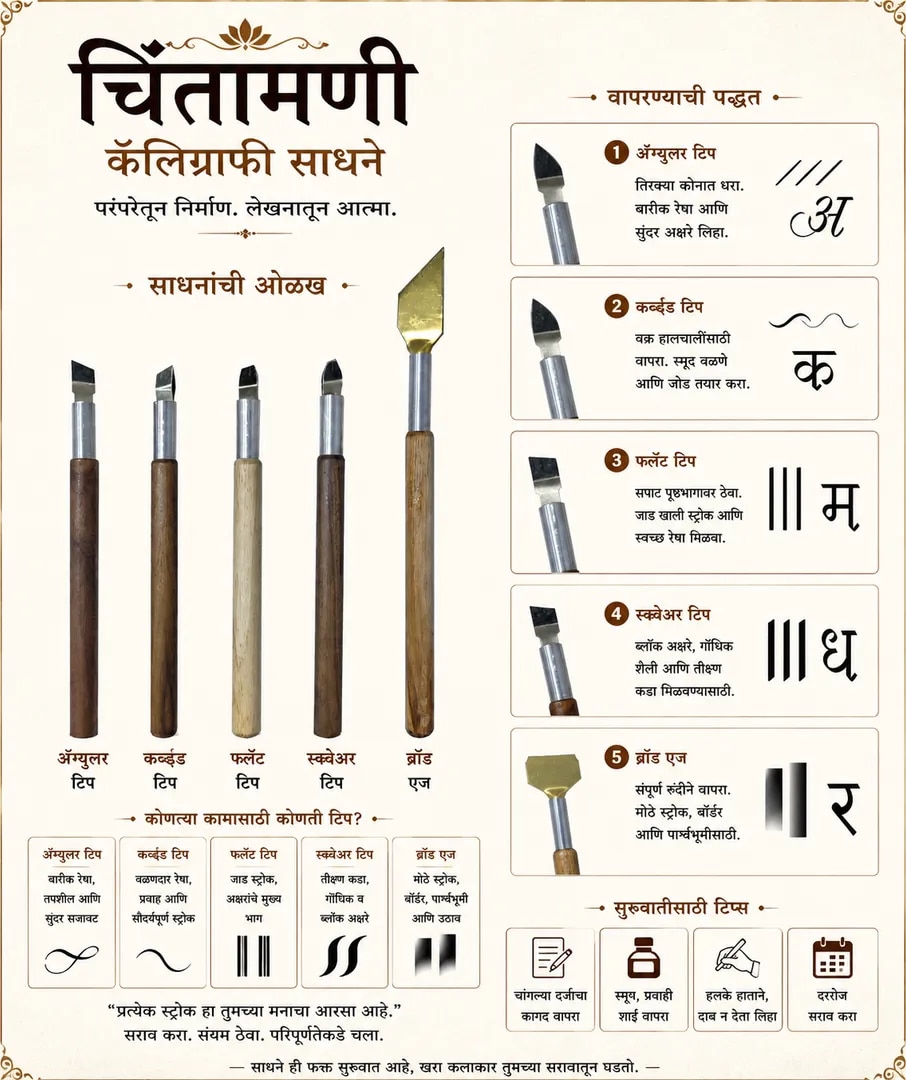 Chintamani Calligraphy Pen Set – Devanagari Pen Set Of 5 image 1