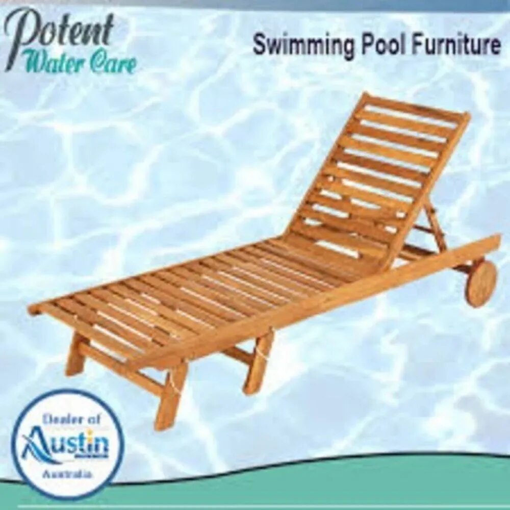 Wooden Brown Poolside Lounger image 1