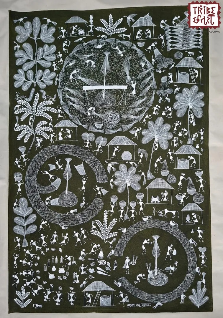 Harvesting Heritage Through Warli Art painting image 1