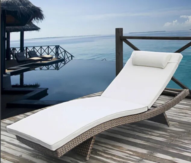 Modern Wicker Pool Lounge Chair image 1