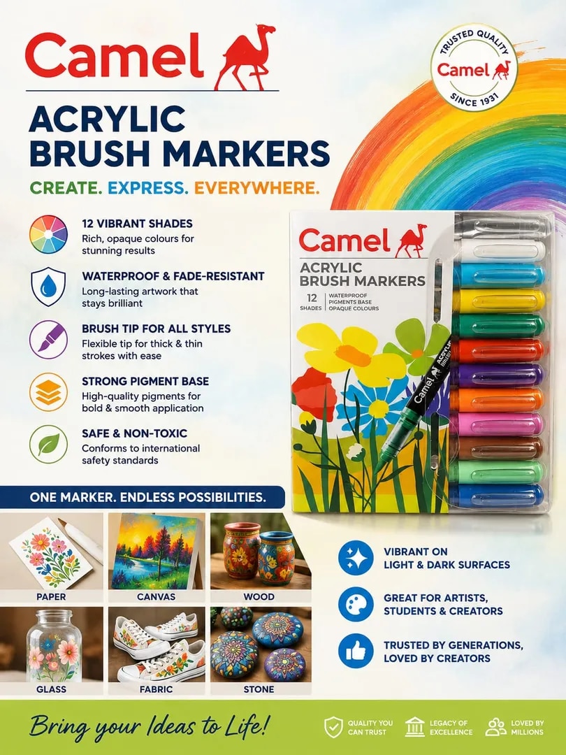 Camel Acrylic Brush Pen Set Of 12 image 1