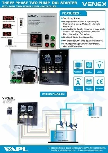 VENEX DOL3232 2PUMP three phase 2 pump control panel with water level controller for submersible image 1