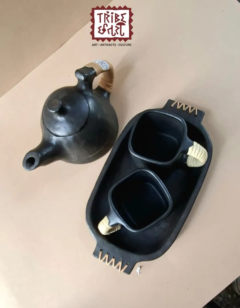 Longpi Black Stone Pottery Tea Set – Earthy Elegance for Modern Living image 1
