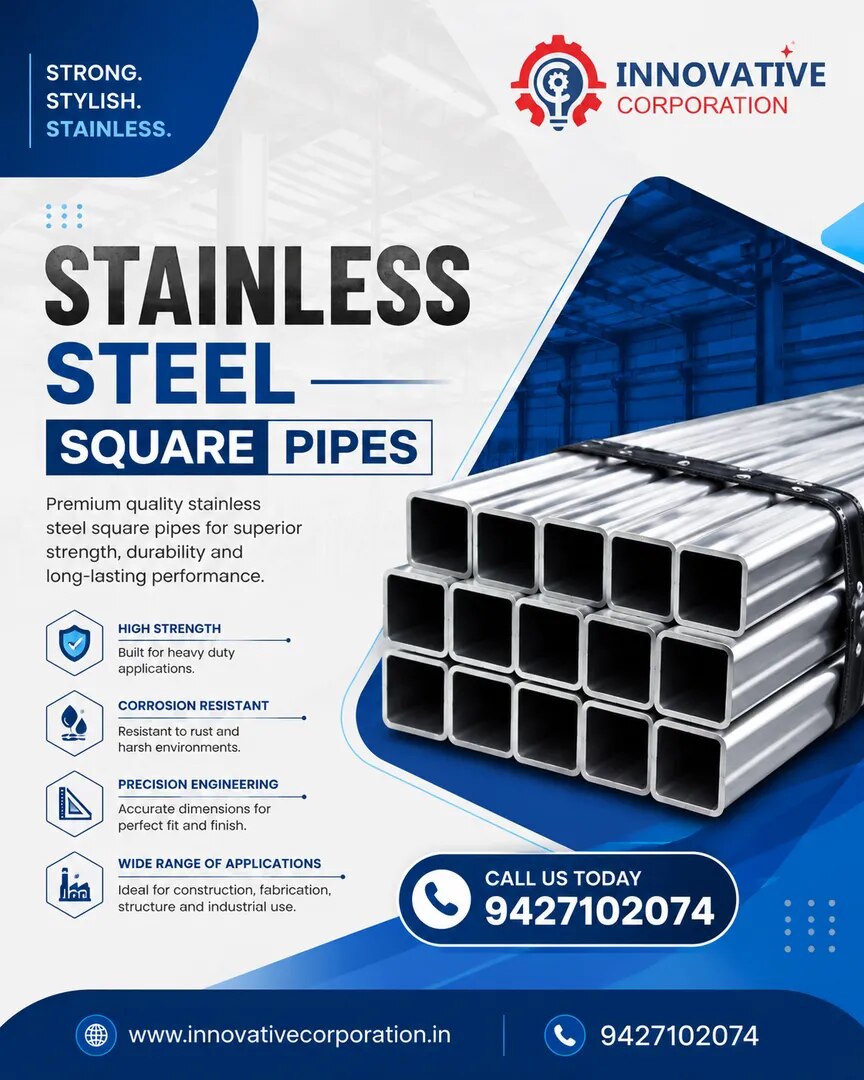 Stainless Steel (S S) Box Pipe Suppliers in Kolkata | SS 304 & SS 316 Box Pipe Supplier | Innovation Corporation image 1
