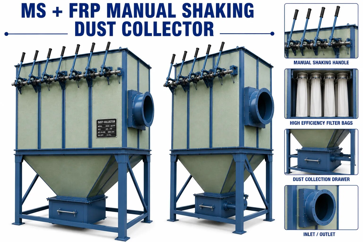 MS + FRP Manual Shaking Dust Collector image 1
