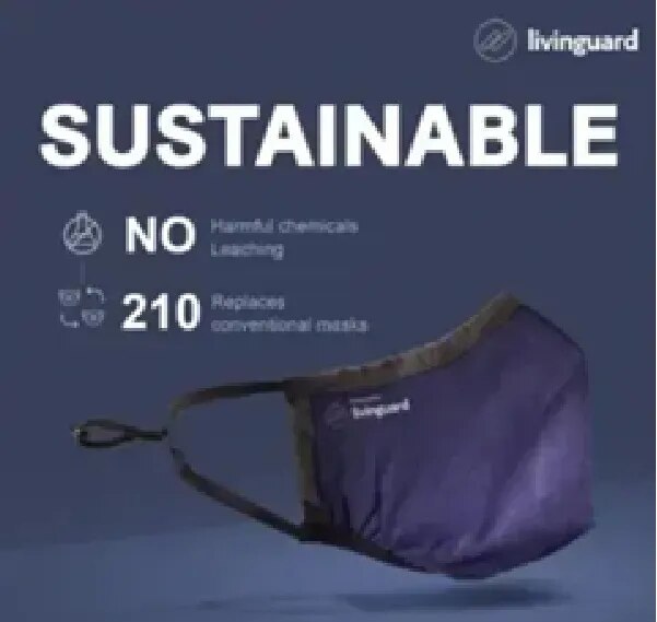 Livinguard Ultra Mask 4 Layers >98% Filtration Washable & Reusable Cotton Mask Large Bombay Blue image 1