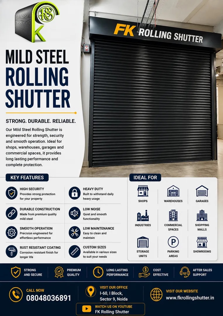 Black Mild Steel Manual Rolling Shutter image 1