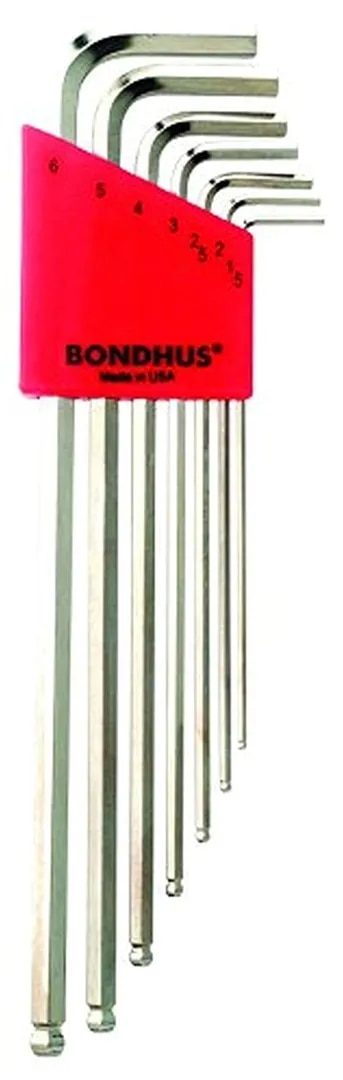 BONDHUS 17046 Set 6 BriteGuard Plated Ball End L-wrenches 1.5-5mm XL image 1