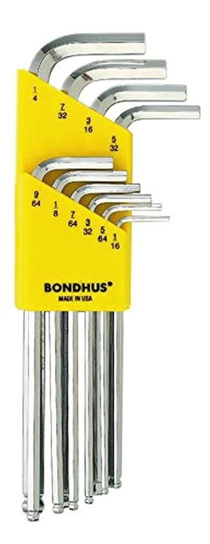 BONDHUS 16938 Set 10 BriteGuard Plated Ball End L-wrenches 1/16-1/4" Long image 1