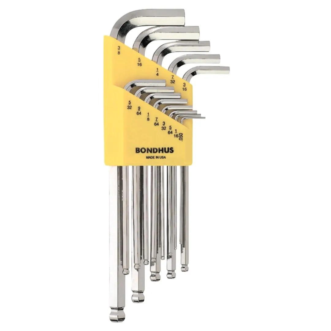 BONDHUS 16737 Set 13 BriteGuard Plated Stubby Ball End L-wrenches .050-3/8 image 1
