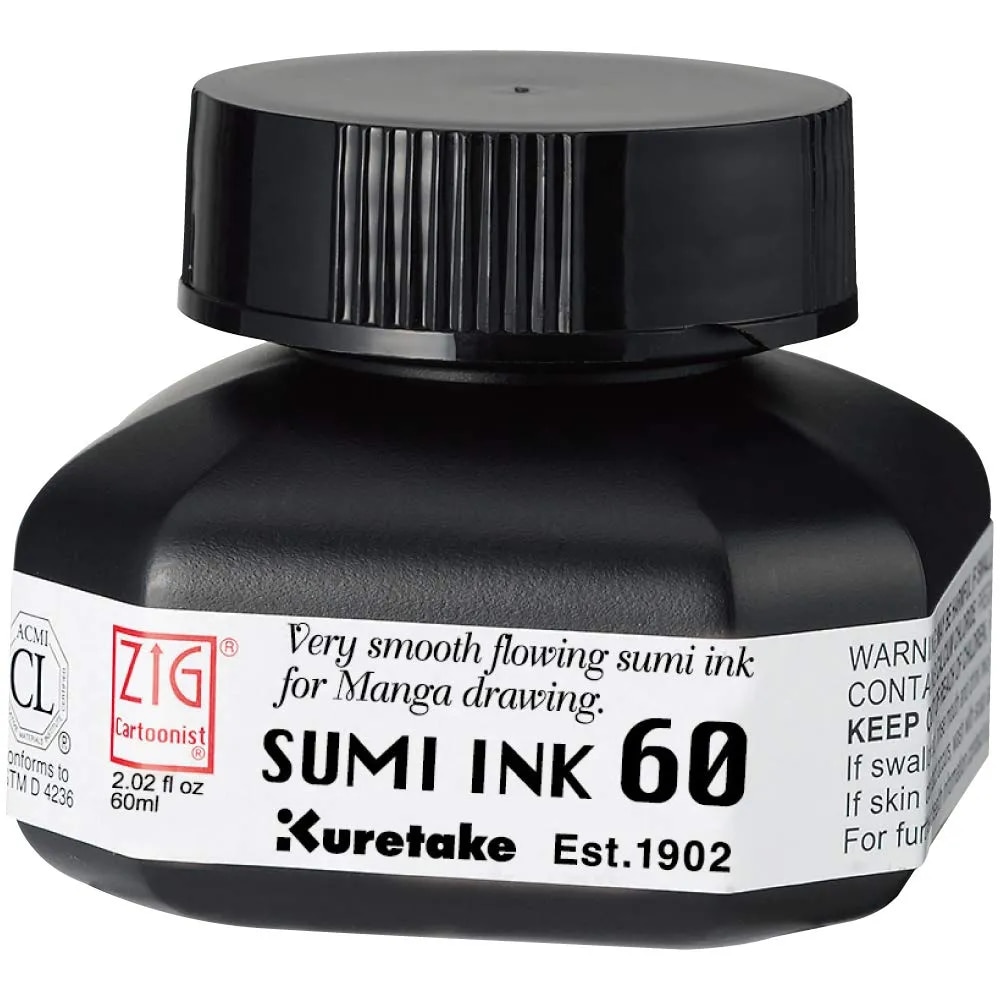 ZIG KURETAKE Cartoonist SUMI Ink 60 ML Black image 1
