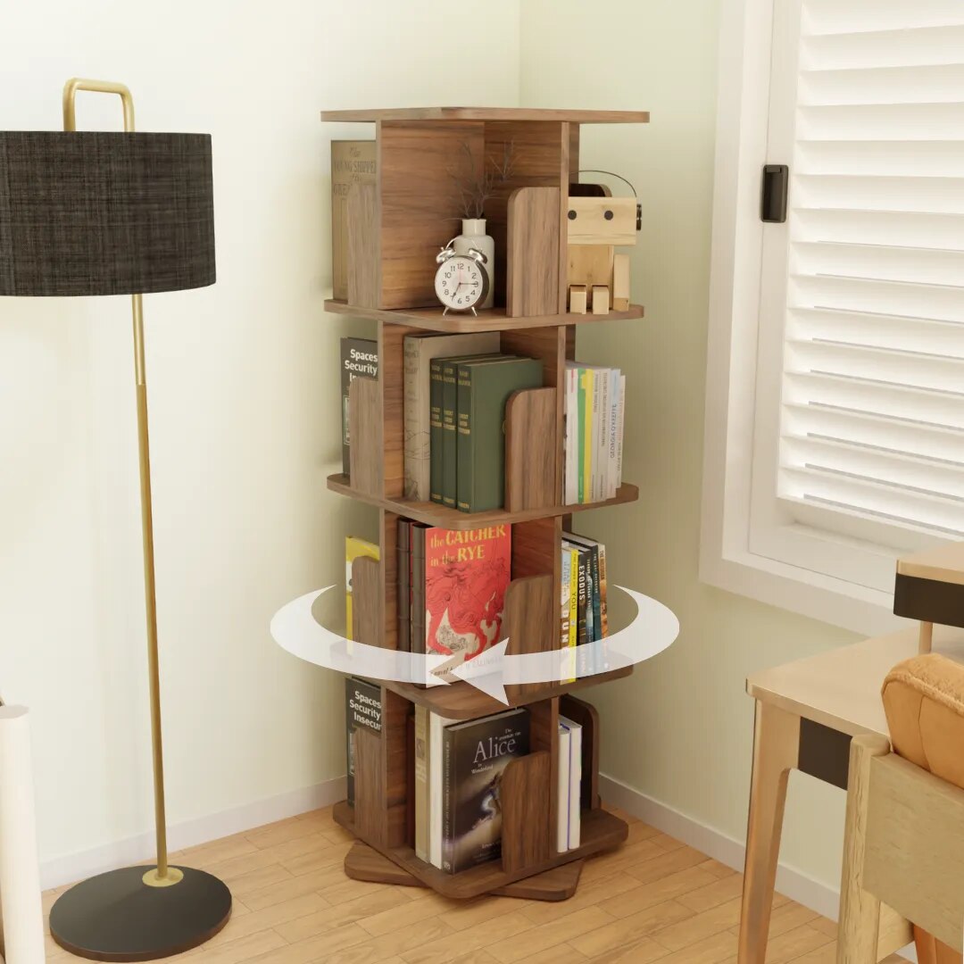 Revolving Book Shelf 18 inch -Walnut image 1