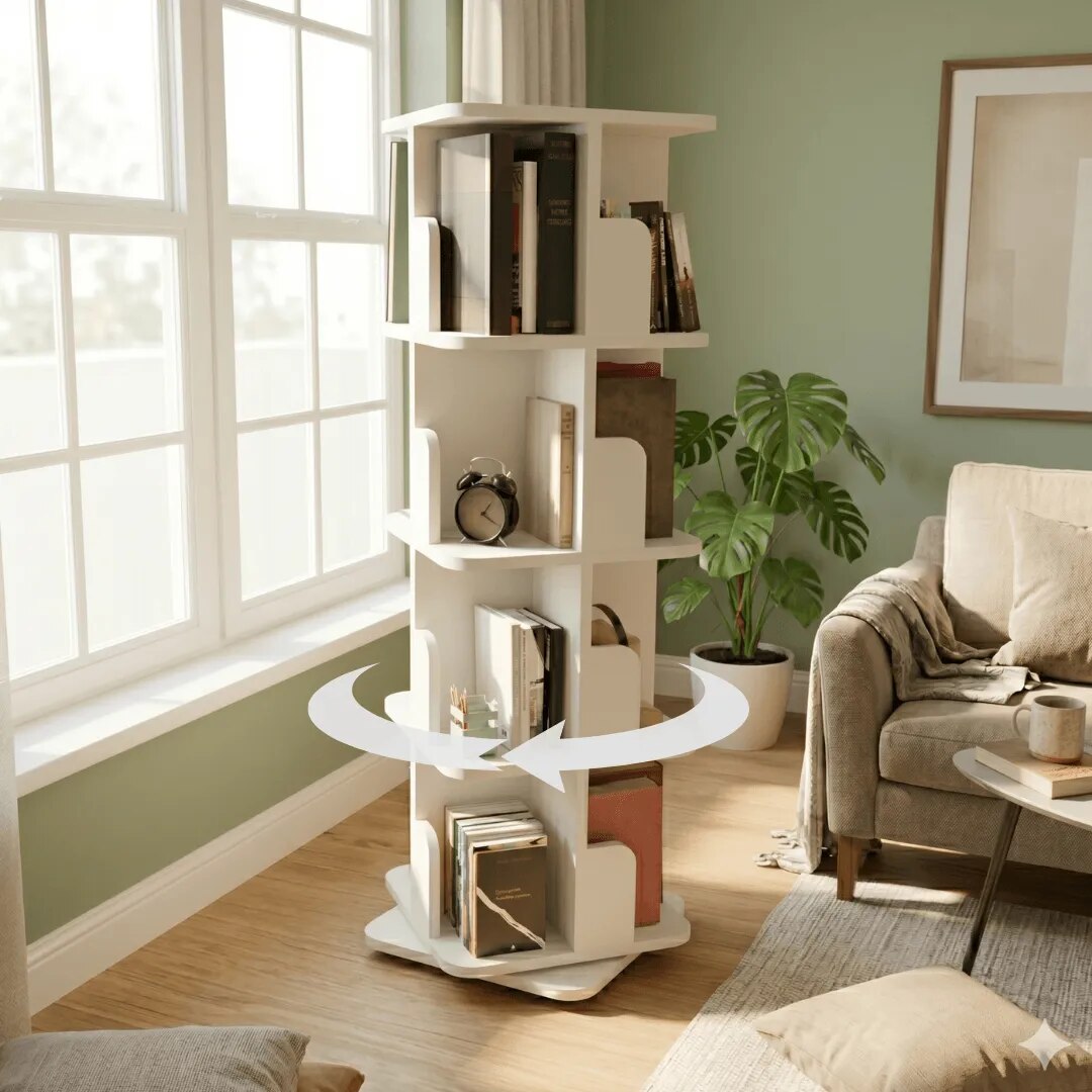 Revolving Book Shelf 18 inch -White image 1