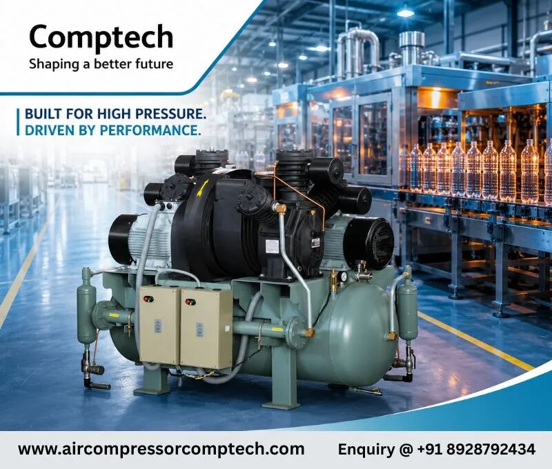 40 HP Duplex High Pressure Air Compressor Manufacturer for PET Bottle Blowing Machine in Lucknow image 1
