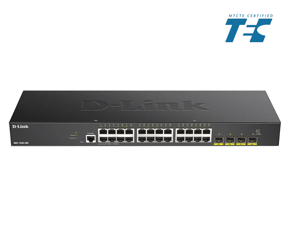 D-Link Network Switch (DGS-1250-28X) 24 Port Managed with 10G image 1