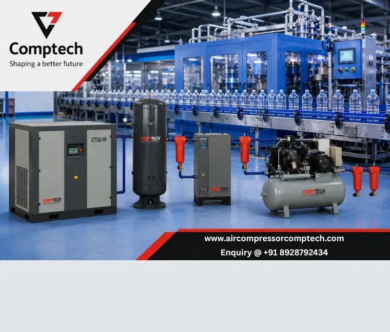 50 HP Screw 20 HP Booster Air Compressor Manufacturerin Surat | Comptech Air Compressor Surat image 1
