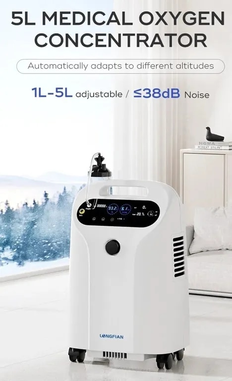 Longfian JAY-5 HW 5L Oxygen Concentrator with Inbuilt HEPA Filter & Nebulizer Feature image 1