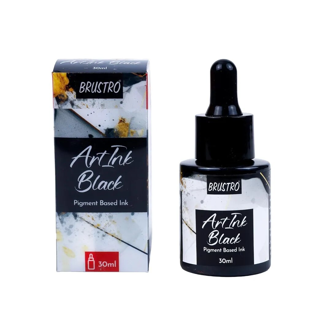 BRUSTRO Art Ink Pigment Based Ink, Black, 30ml image 1