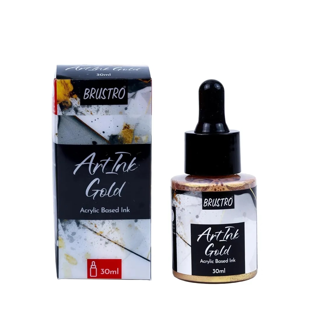 BRUSTRO ArtInk Acrylic Based Ink, Gold, 30ml image 1
