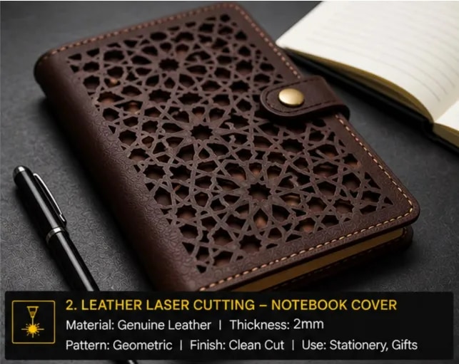 Leather Laser Cutting Notebook Cover image 1