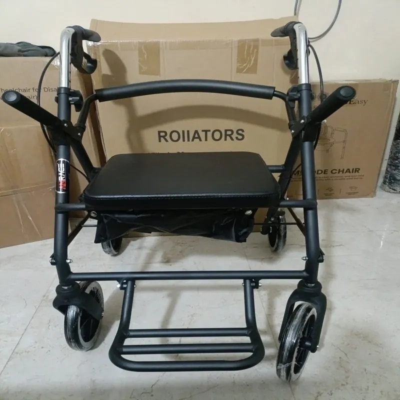 ALUMINUM ROLLATOR WITH SEAT AND FOOTRESTS image 1