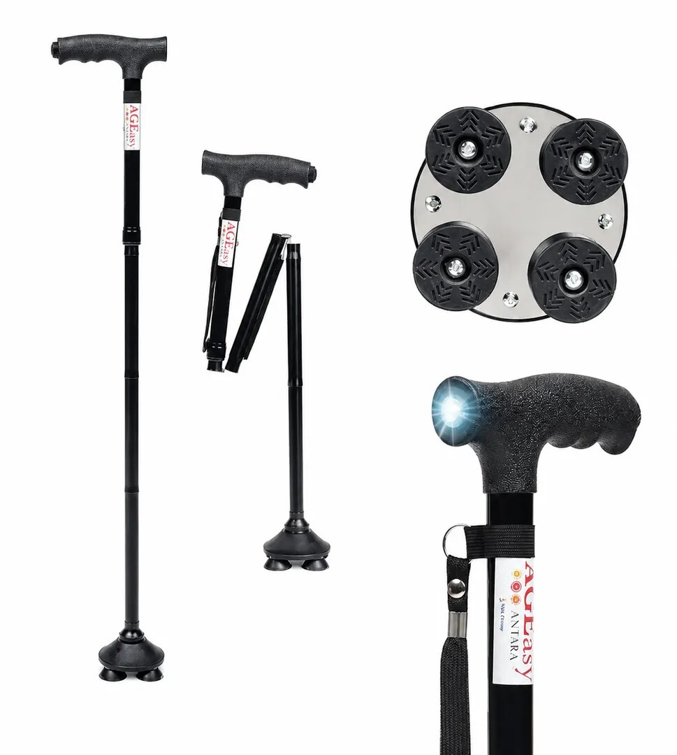 Pivot Walking Stick with Torch (Black) image 1