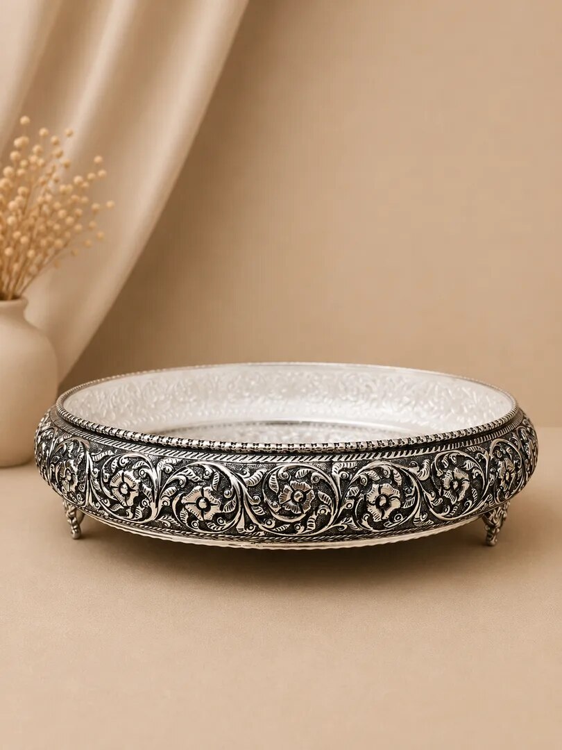 Traditional Silver Thambulam Plate image 1