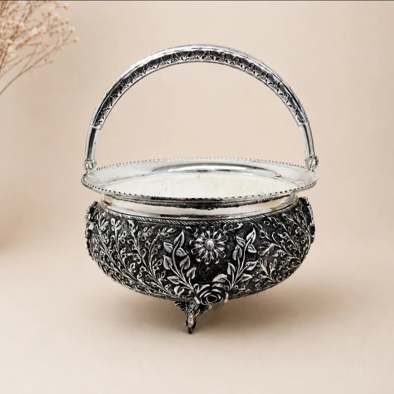 Silver Flower Basket image 1