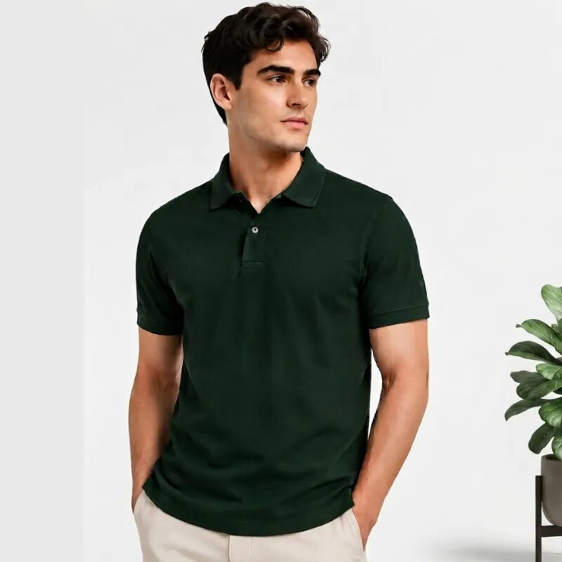 Primora Premium Cotton Dark Green Polo T-Shirt | 100% Ultra Soft & Breathable Men's Tee image 1