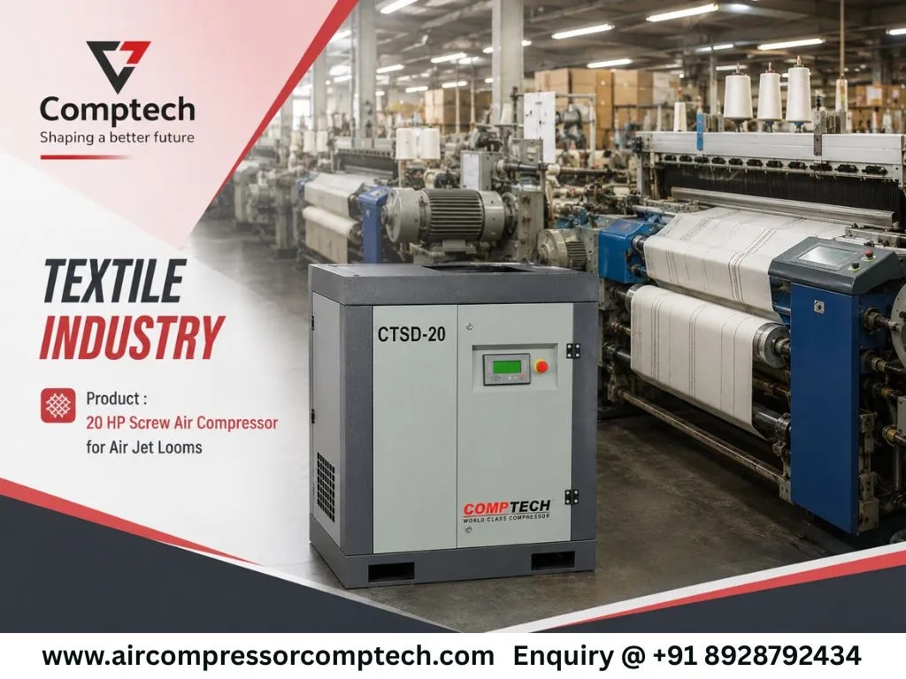 20 HP Screw Air Compressor for Air Jet Looms in Ichalkaranji image 1