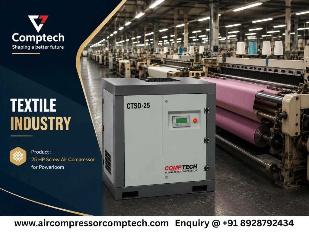 25 HP Screw Air Compressor for Powerloom Units in Bhiwandi image 1