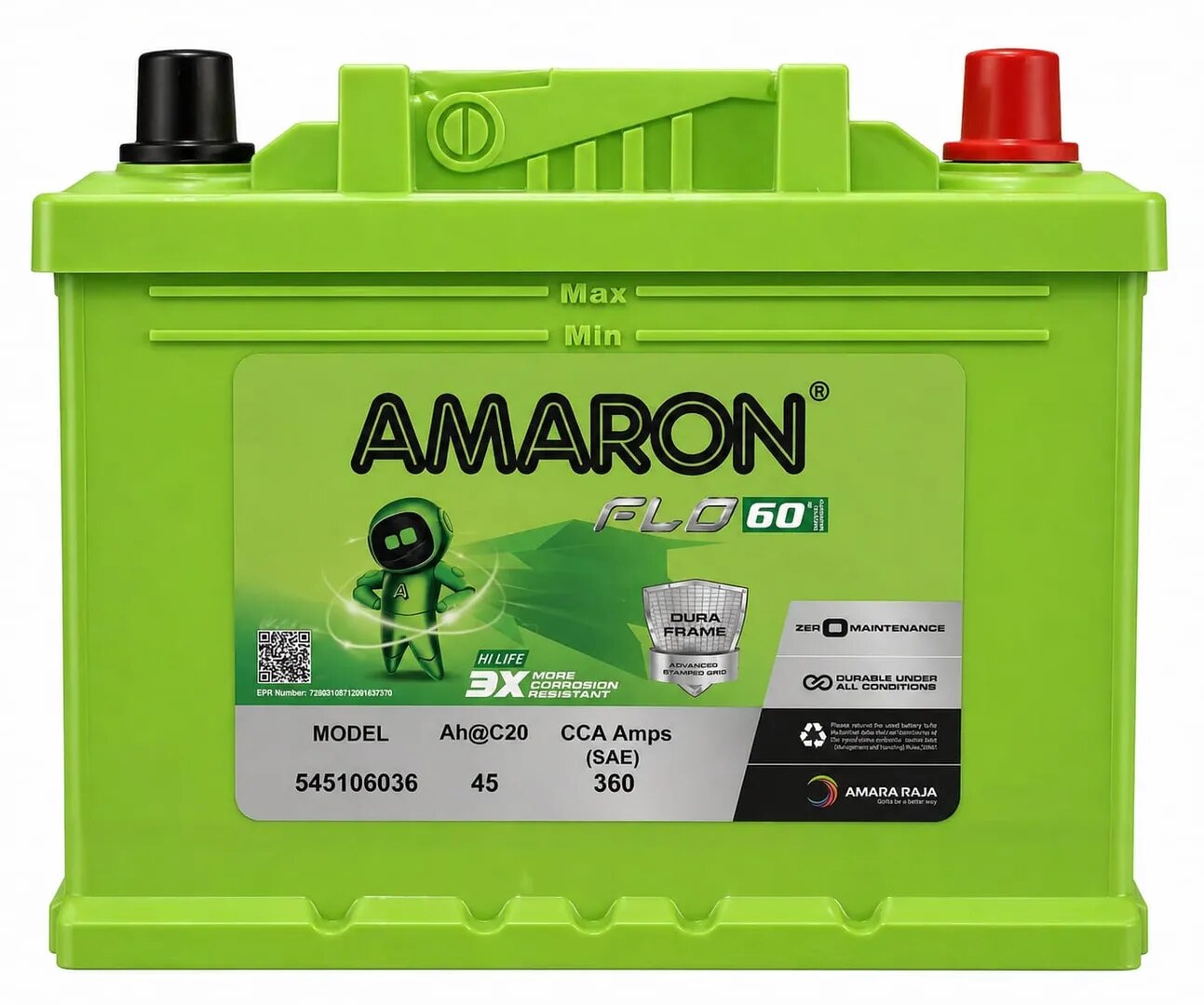 AMARON FLO 545106036 DIN45 (45AH) BATTERY image 1