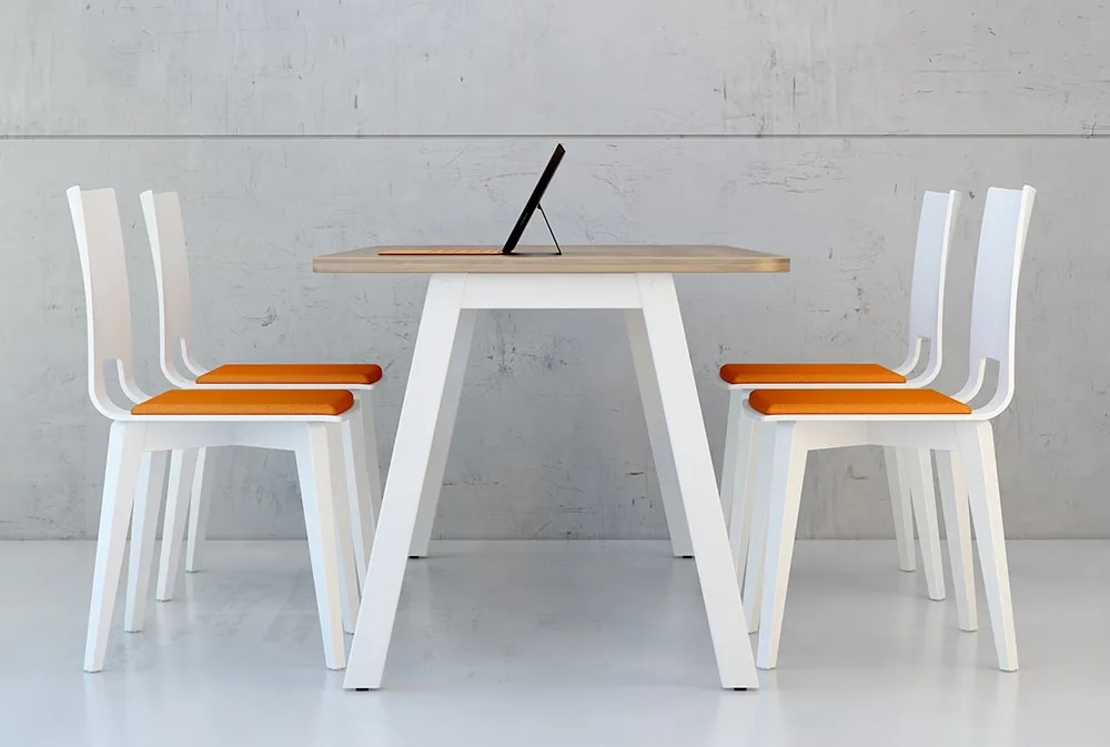 Minimalist Scandinavian Office Collaboration Table & Chair Set image 1