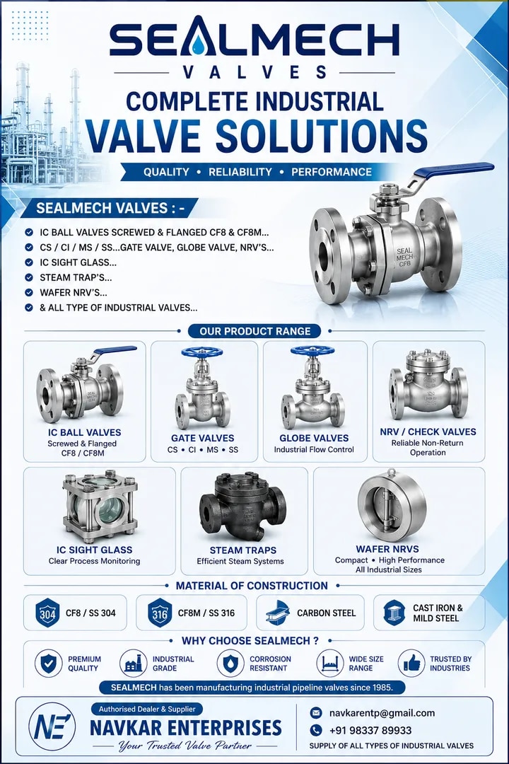 SEALMECH SS BALL VALVES,GATE VALVES,GLOBE VALVES,DCV,WAFER NRV,CI BALL VALVES,CS BALL VALVES image 1