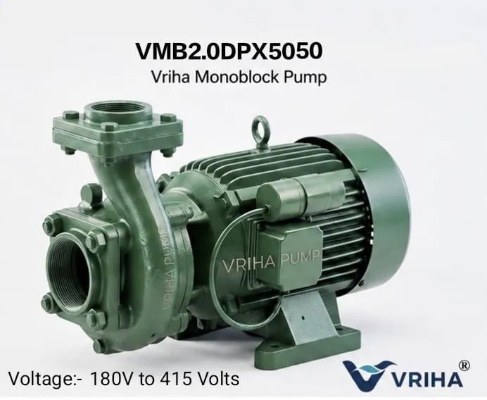 Vriha 2 HP Two Phase Double Phase Wide Voltage Monoblock Pump – 180–415 V | VMB2.0DPX5050 image 1