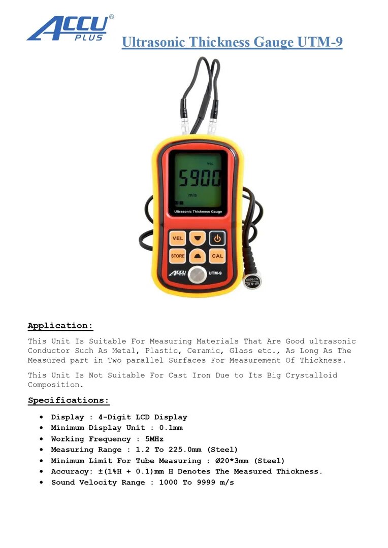 Ultrasonic Thickness Gauge UTM9 image 1
