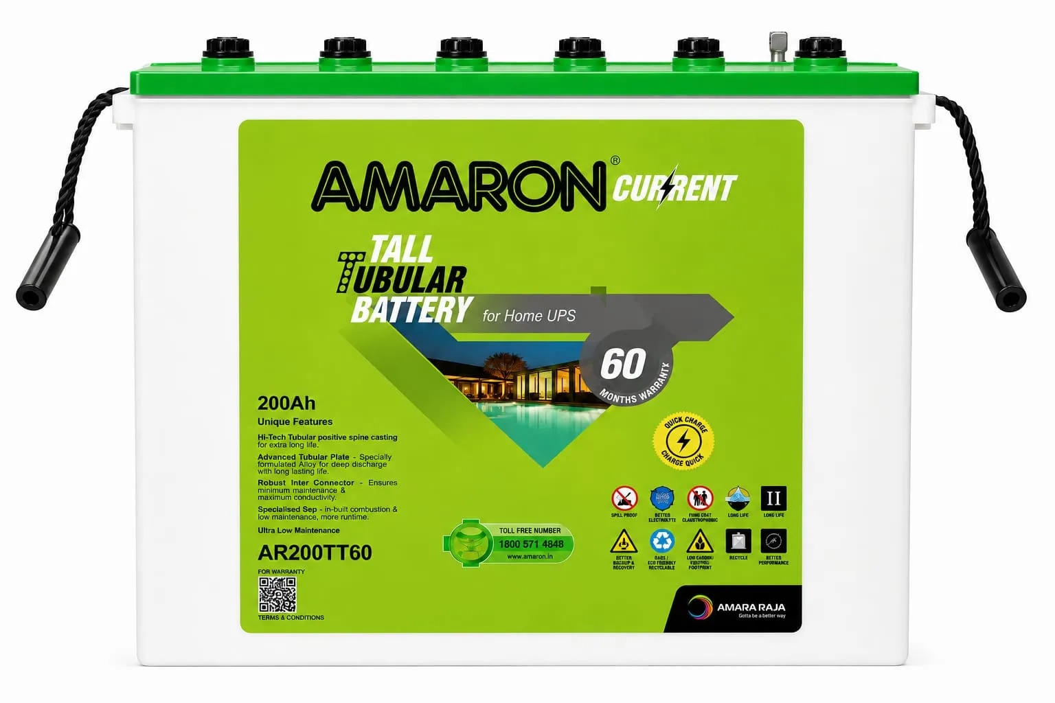 AMARON TALL TUBULAR BATTERY AR150TT60 (AR150TT60) image 1