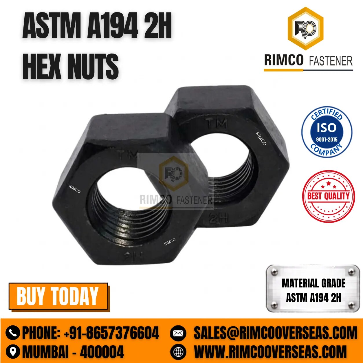 ASTM A194 2H HEX NUT image 1