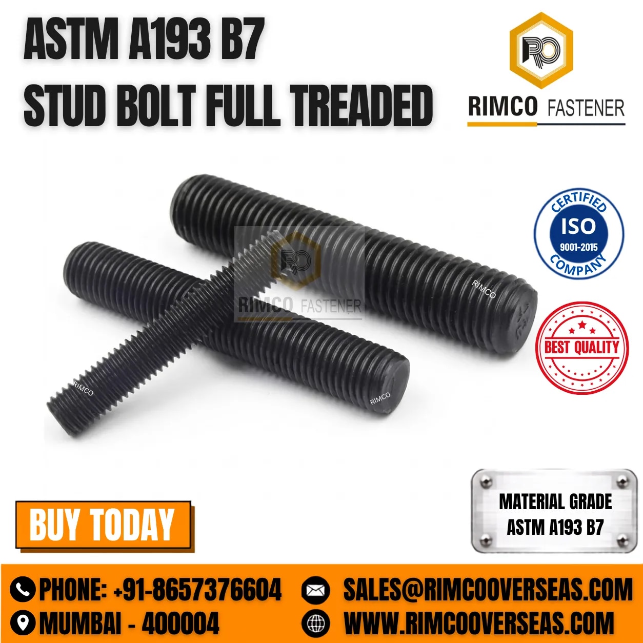 ASTM A193 B7 STUD BOLT FULL TREADED image 1