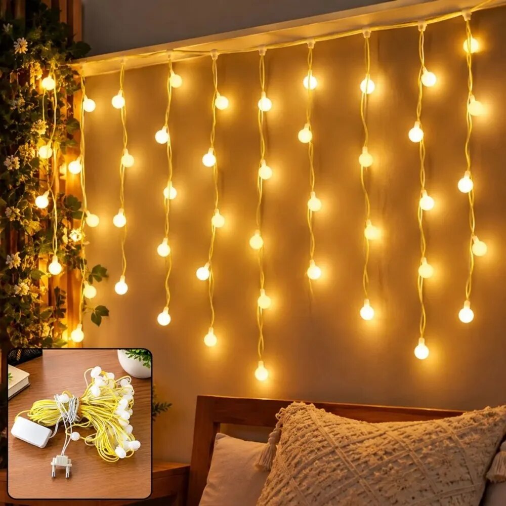 Warm White Bulb Curtain String Lights for Home Decoration (10 Mtr Approx) (26006) image 1