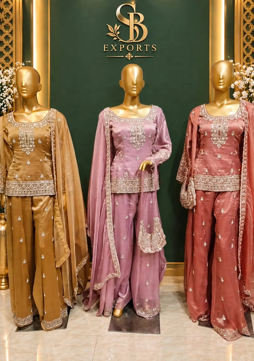 Elegant Embroidered Palazzo Suit Set image 1