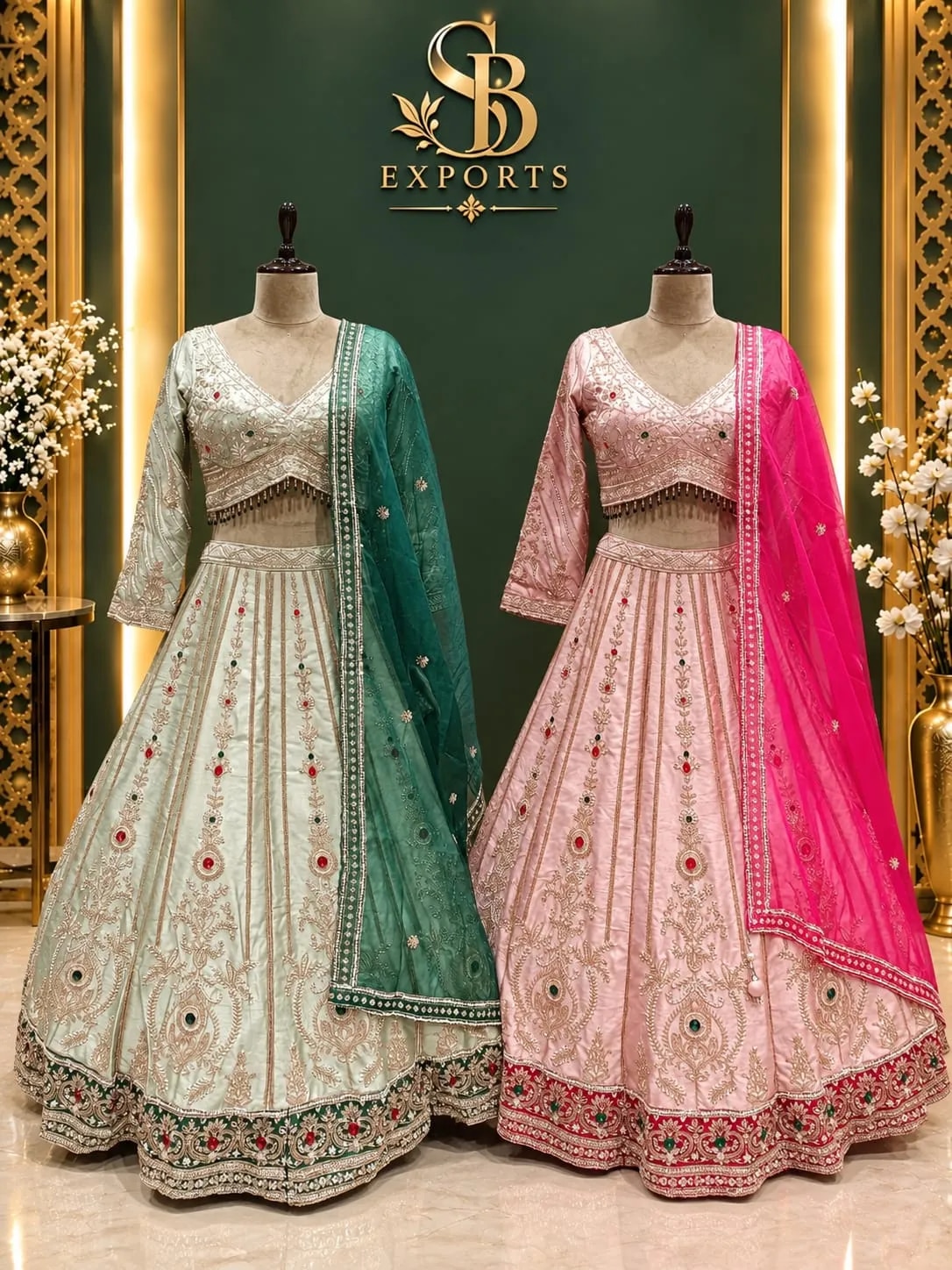 Heavy Embroidered Silk Lehenga Choli Set image 1