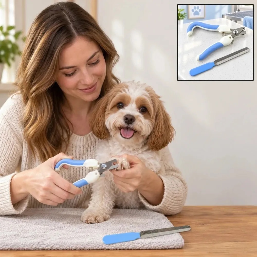 Pet Nail Clipper and File Set for Dogs and Cats, Home Pet Grooming Kit (1 Set) (12611) image 1