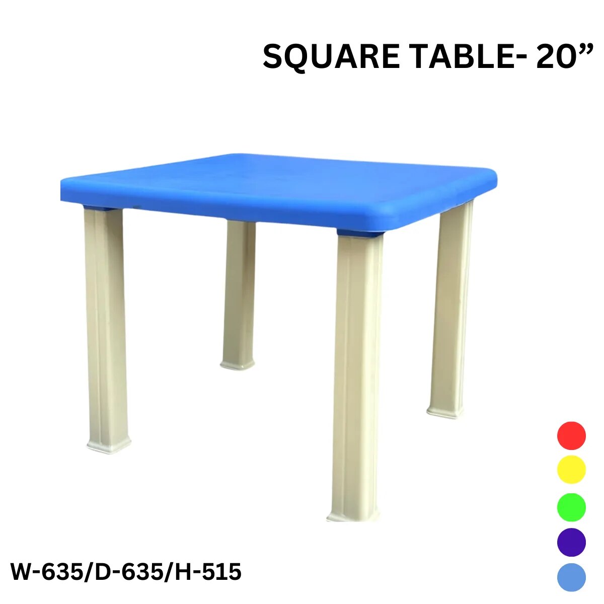 20 Inch Square Plastic Kids Table | WERSA Preschool Table image 1