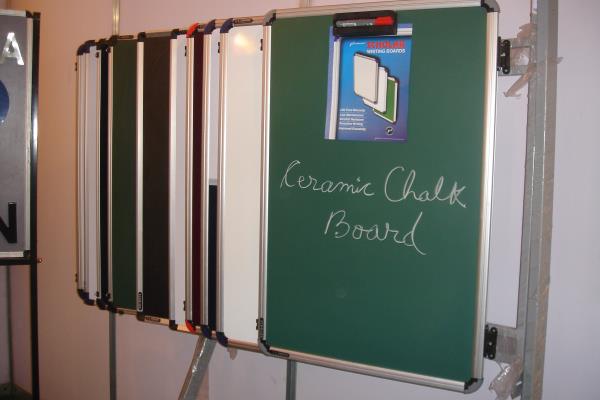 Steel Ceramic magnetic writing Green chalk board, with anodized aluminum frame all round having scratch resistant, unbreakable and surface material imported MATERIAL . Usable for writing, display purpose (Warranted for 10 years for WRITING surface)