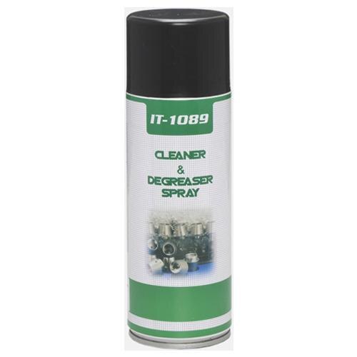 IT-1089 is a precision cleaner spray for cleaning and degreasing of the metal surfaces. It cleans quickly & effectively & guarantees absolutely clean surfaces. The cleaner evaporates without leaving any residues and is free CFC & CHC’s. It is an ideal cleaner for de-greasing metal surfaces before surface treatment. Other applications include its use as a cleaning agent for bearings before lubrication, for removing oil, grease and dirt residues from assemblies or as a cleaner during repair jobs, etc.moq 500 ml AerosolAdditional Information:Item Code: IT-1089