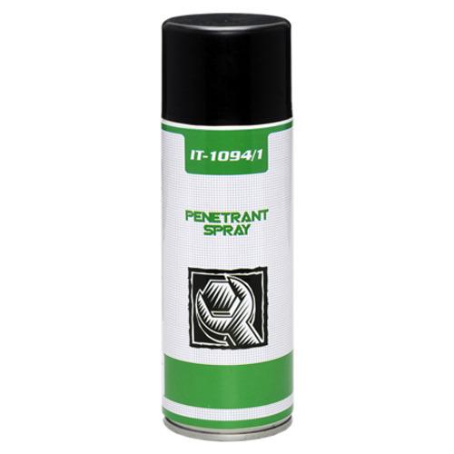 IT-1094/1 is a multifunctional fluid designed as a maintenance aid. The product helps loosen rust, dismantle corroded & seized threaded connections. It displaces moisture and therefore is used for restoring wet electrical contacts. It provides mild lubrication and protects against corrosion. A low viscosity fluid, it is also often used for short-term corrosion protection esp. for corrosion protection of measuring and cutting tools. The product provides a combination of cleaning and thin film lubrication and absorbs remains of water, leaving behind a protective film on the surface which is compatible with common sealing materials. The fluid is used for protection of wet metal elements or for easy removal of fretting corrosion and corrosion residuesAdditional Information:Item Code: IT-1094-1